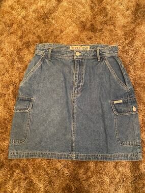 Vintage Quizz Blue Denim Cargo Mini Skirt Grunge Indie Utility 90s Y2K Fashion